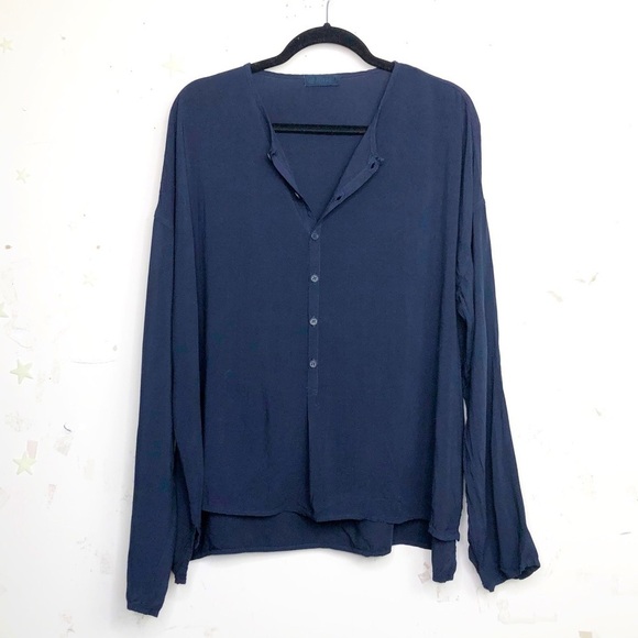 Cp shades navy blue button down tunic blouse shirt - Picture 8 of 11